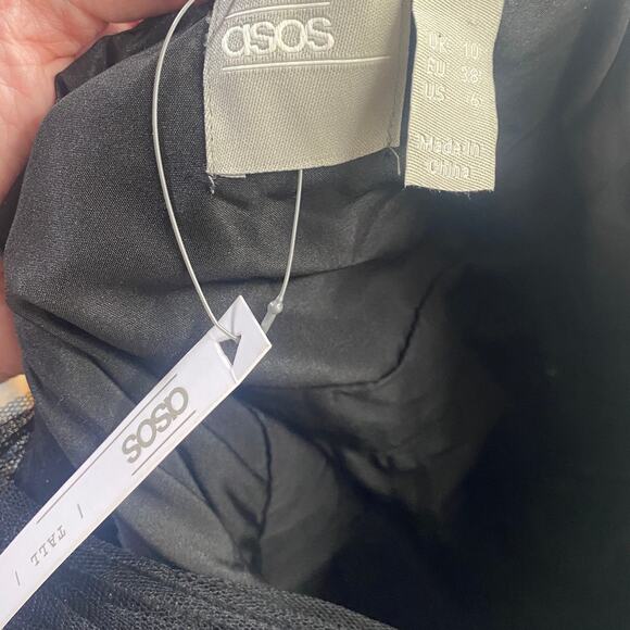 ASOS Tulle Draped One Shoulder Gown Wired Hem Maxi Dress Black NEW Womens 6 Tall - Picture 8 of 8